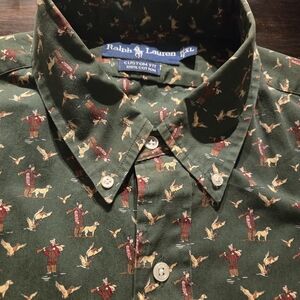 Ralph Lauren Mens XL Green Duck Hunting Vintage Shirt. Button Up. Long Sleeve